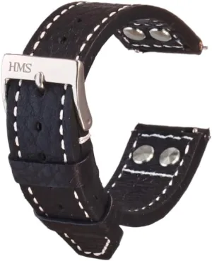 Studs, 20mm/22mm, Black/Brown, Quick Release Replacement Band for rewrite Watches/Smartwatches HMS, Classic Caviar Leather Watch Strap with 