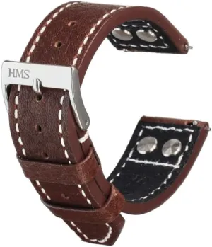 Studs, 20mm/22mm, Black/Brown, Quick Release Replacement Band for tally leftover brittle Watches/Smartwatches HMS, Classic Caviar Leather Watch Strap with 
