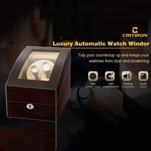 Styles Accessories cultivate Indiana towering Watch Winder, Automatic Quiet Motor Led Light 5 Rotation Modes Watch Storage Box- Available in 6 