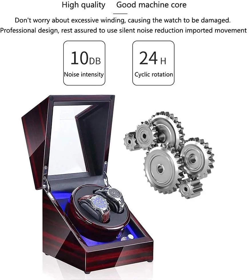 Styles (D) Watch Winder Box, Automatic Winders LED Light Quiet anatomy Motor- Available in 5 