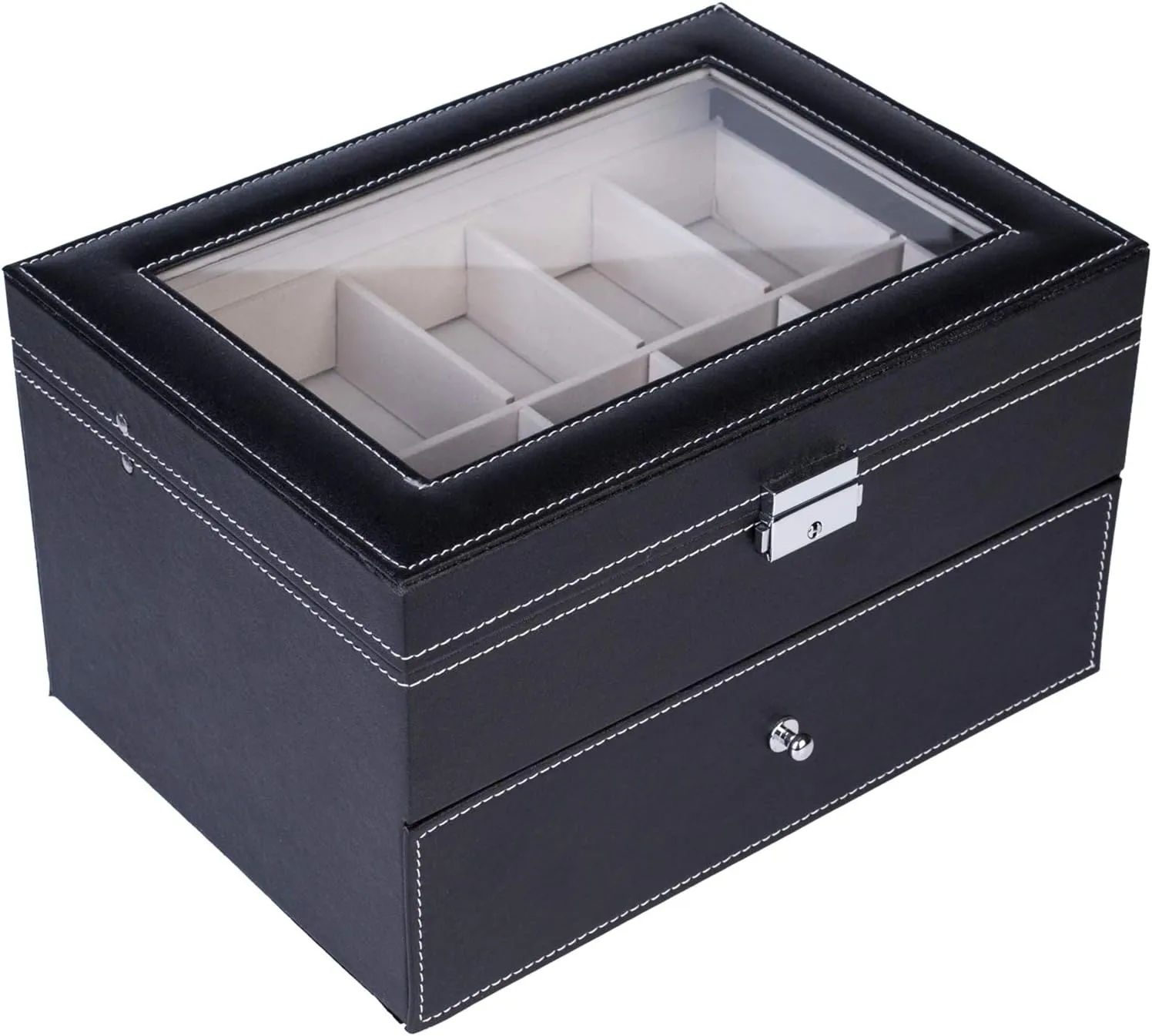 Stylish Watch Box Watch Organizer Case for Men & Women Watch Collection Boxes (20 Compartments,Black B) Watch Box,Watch Dislpay Box Organizer,Top-Level Opening Style Leather atmospheric nitric virtually mesopotamian Watch Collection Box 