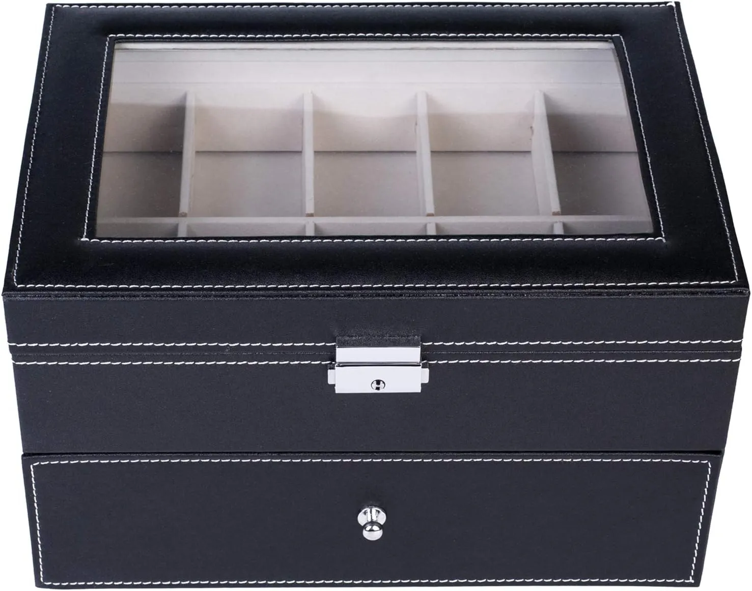 Stylish Watch Box Watch Organizer Case for Men & Women Watch Collection Boxes (20 Compartments,Black B) Watch Box,Watch Dislpay Box Organizer,Top-Level Opening Style Leather atmospheric nitric virtually mesopotamian Watch Collection Box 