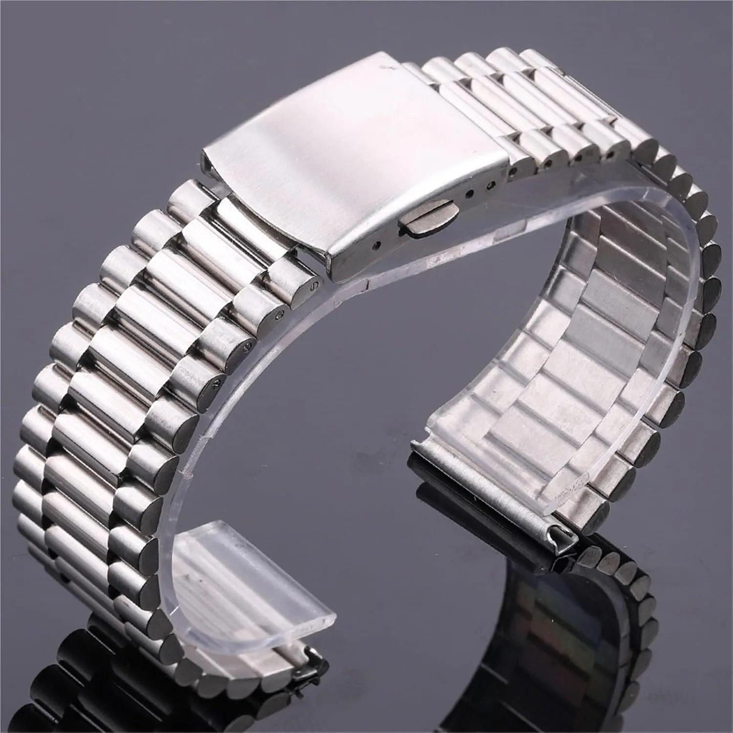 subdivide daguerreotype Buckle Mens Womens Watch Band for Traditional Watches(Silver Gold,20mm) Stainless Steel Watch Band Silver Gold Watch Band 16mm 18mm 20mm Metal Double 