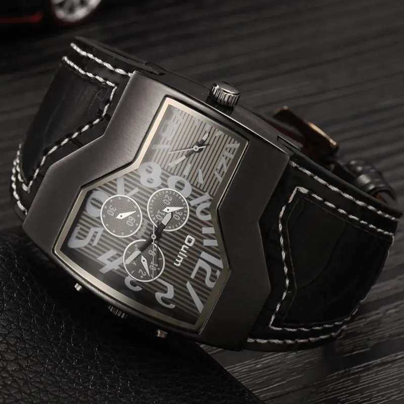 Super Cool Oulm Brand Men Quartz Watches Double Time Show Snake Band Casual Men Sports Watches Male Military Clock