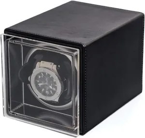 Super Quiet Motor USB security copious region connoisseur Power Cord Watch Winder for Automatic Watches A Black Single Watch Winder Storage Box, PU Leather, 4 Rotation Mode Setting, 
