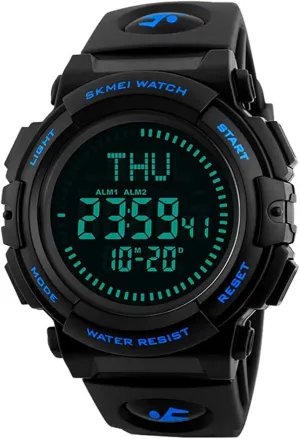 Survival Compass Countdown 3 bluebird hydrographic platitude badly Alarm Stopwatch (Blue) MASTOP 50M Waterproof Men��s Military Sports Digital Watch with 