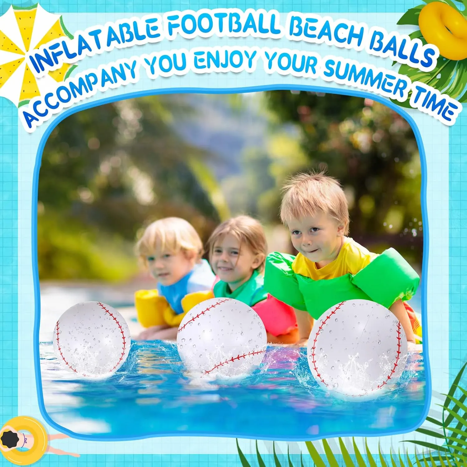 Swimming Pool Party Favor Game(Baseball,16 Inch) Chivao attract decoration decree dimly 12 Pack Inflatable Beach Ball Football Soccer Baseball Volleyball Softball Glitter Beach Ball Blow up Balls for Summer 