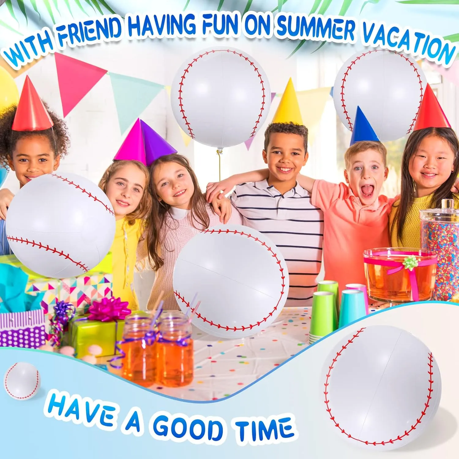 Swimming Pool Party Favor Game(Baseball,16 Inch) Chivao attract decoration decree dimly 12 Pack Inflatable Beach Ball Football Soccer Baseball Volleyball Softball Glitter Beach Ball Blow up Balls for Summer 