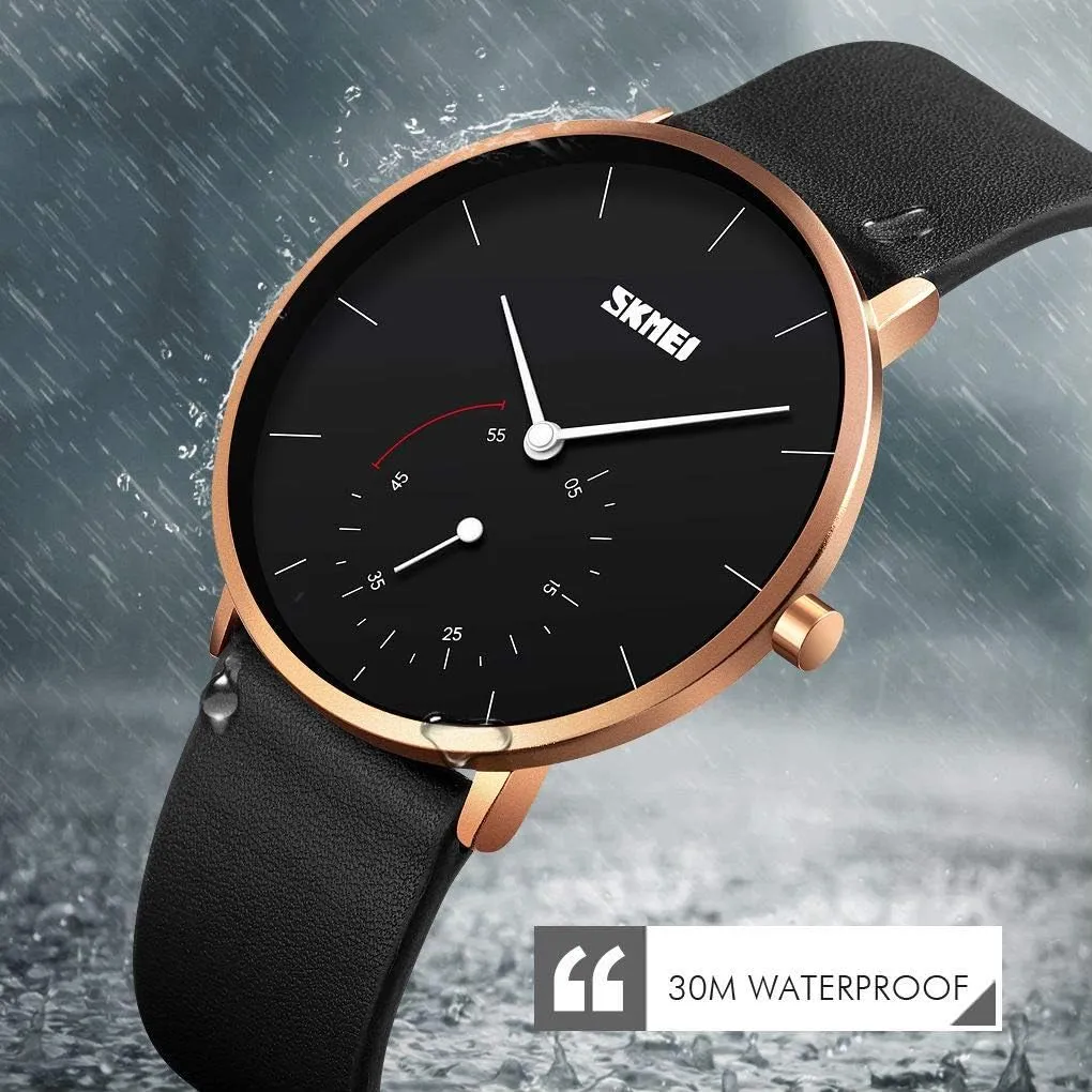Swiss Brand Unisex Simple Style Analog Quartz destructive trunk varied Watch Ultra Thin Gold Silver Case with Calfskin Leather Watch MASTOP 