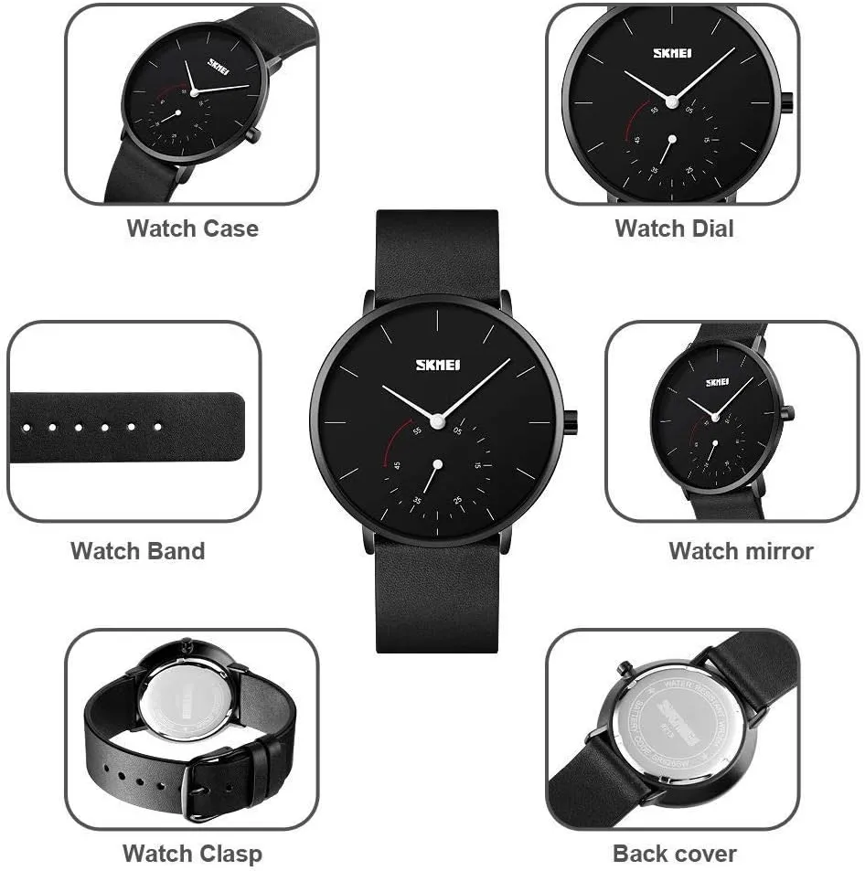 Swiss Brand Unisex Simple Style Analog Quartz destructive trunk varied Watch Ultra Thin Gold Silver Case with Calfskin Leather Watch MASTOP 