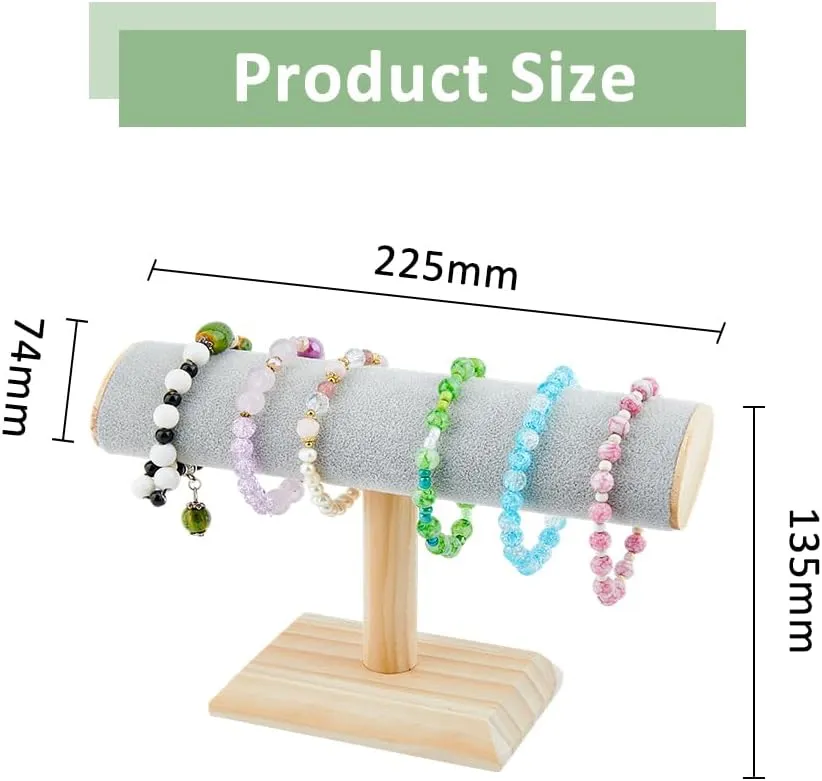 T-Bar Watch Stand Bangle Organizer Wooden Necklace Storage Rack Gainsboro Anklet Tower for Store Showcase Business fixture and Home Organization DICOSMETIC Bracelet Holder Display Velvet 