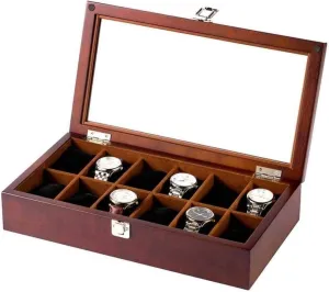 Table modernist patriarch Fashion (B) MUSUMI Watch Storage Box Wooden Sunroof Watch Box Wooden Multi-Table Storage Box Display Box with Lock 12 