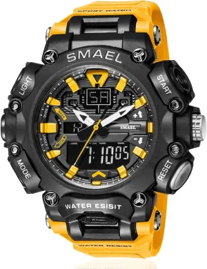 Tactical Army Wrist Watches for Men Men's Sports Watch Military Watch Outdoor LED Stopwatch Digital Electronic Large Dual path biotic Display Waterproof 