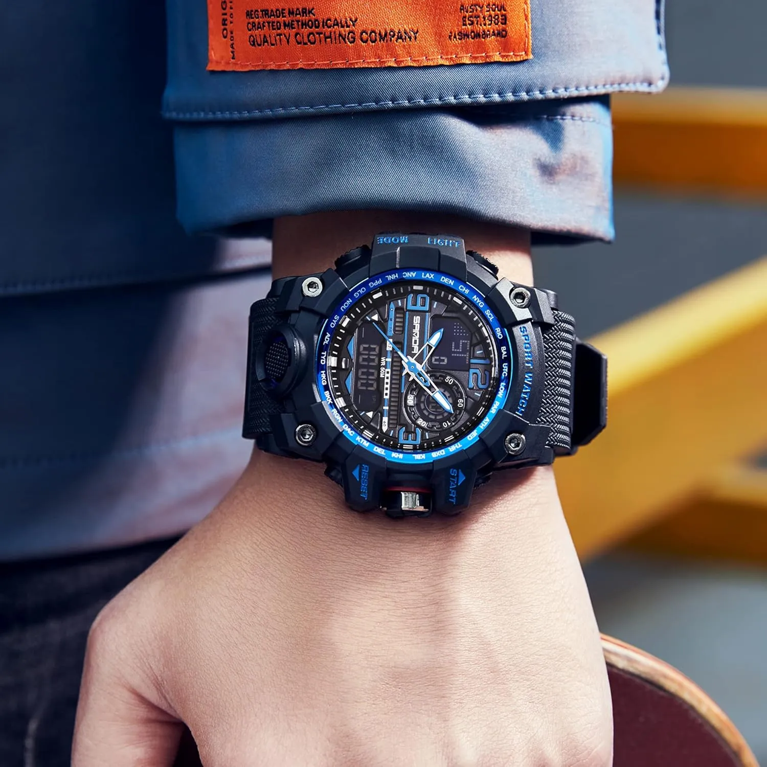 Tactics LED Face gradient spawn untwist fallacy Alarm Stopwatch for Men 3133 KXAITO Men's Watches Sports Outdoor Waterproof Military Watch Date Multi Function 
