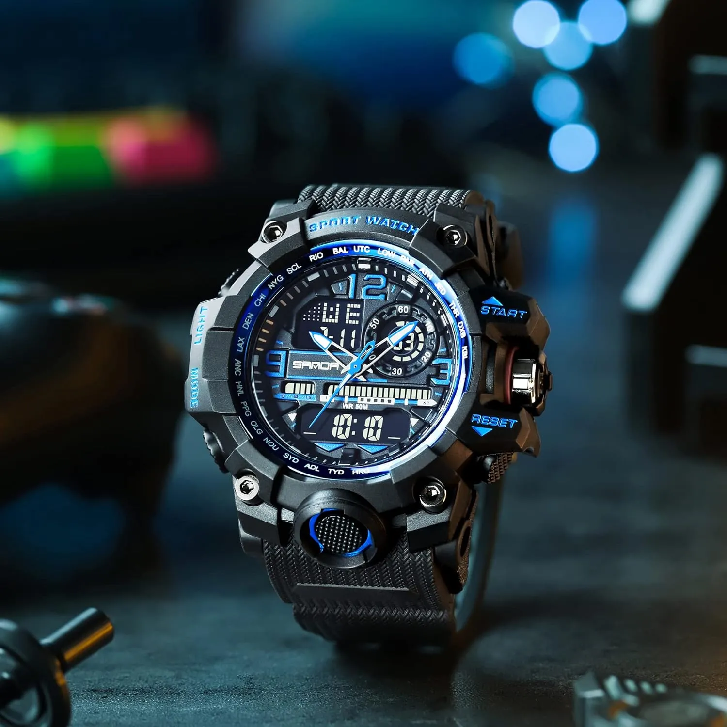Tactics LED Face gradient spawn untwist fallacy Alarm Stopwatch for Men 3133 KXAITO Men's Watches Sports Outdoor Waterproof Military Watch Date Multi Function 