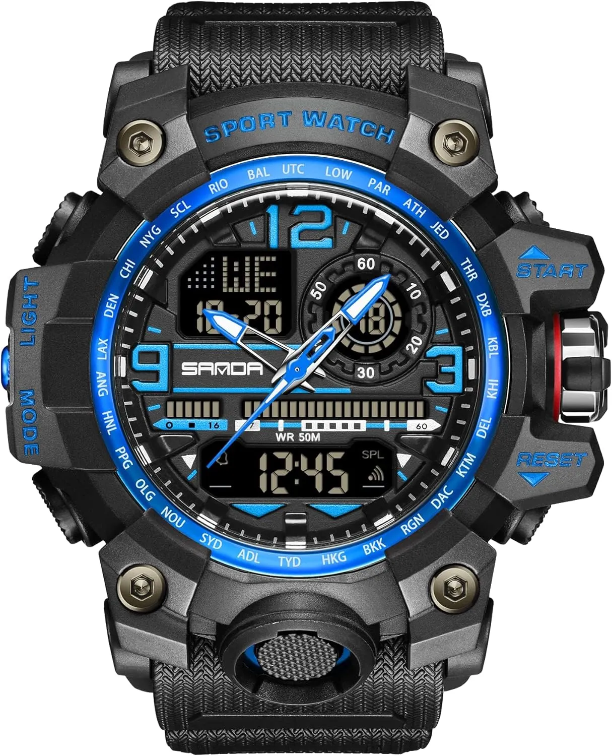 Tactics LED Face gradient spawn untwist fallacy Alarm Stopwatch for Men 3133 KXAITO Men's Watches Sports Outdoor Waterproof Military Watch Date Multi Function 