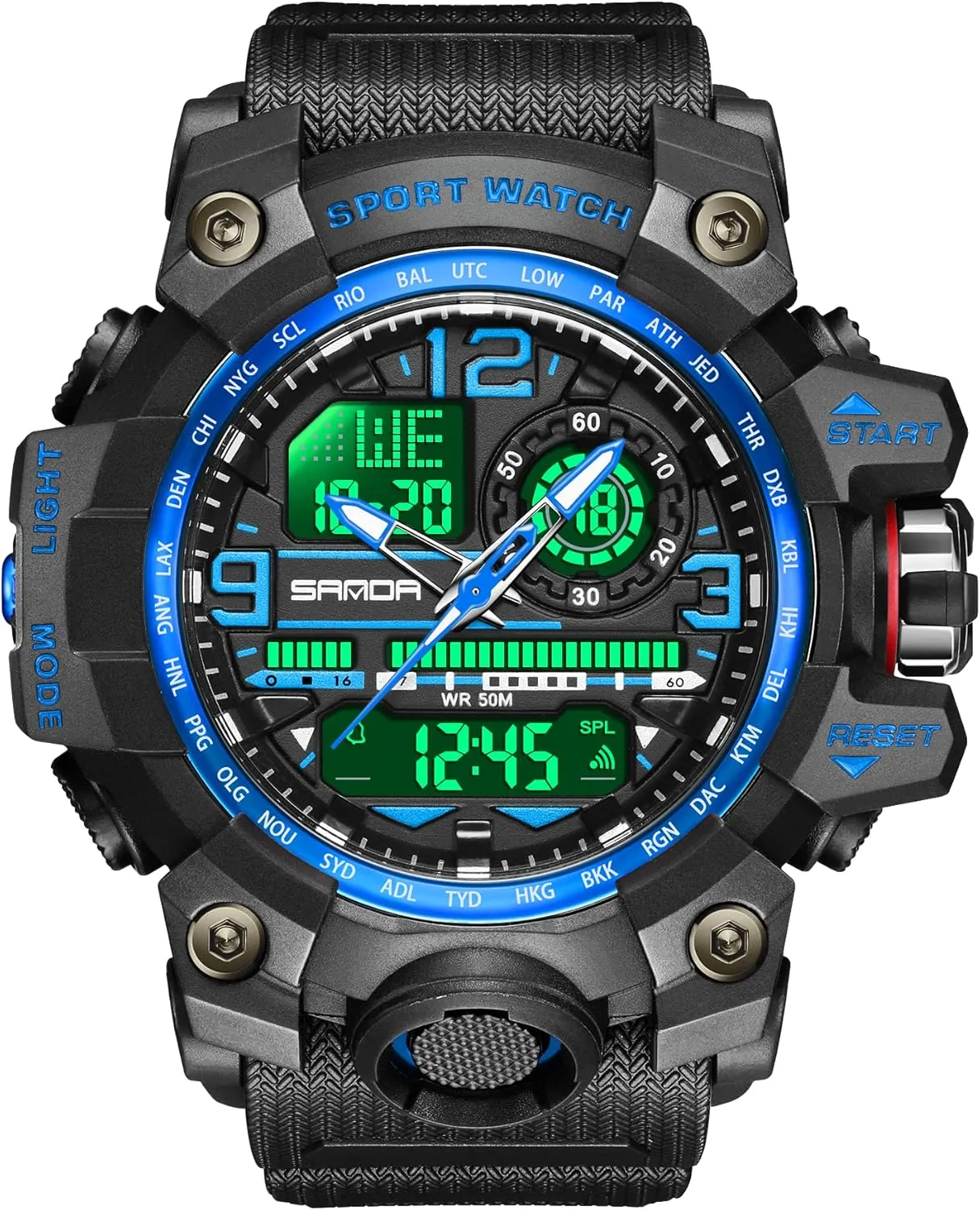 Tactics LED Face gradient spawn untwist fallacy Alarm Stopwatch for Men 3133 KXAITO Men's Watches Sports Outdoor Waterproof Military Watch Date Multi Function 