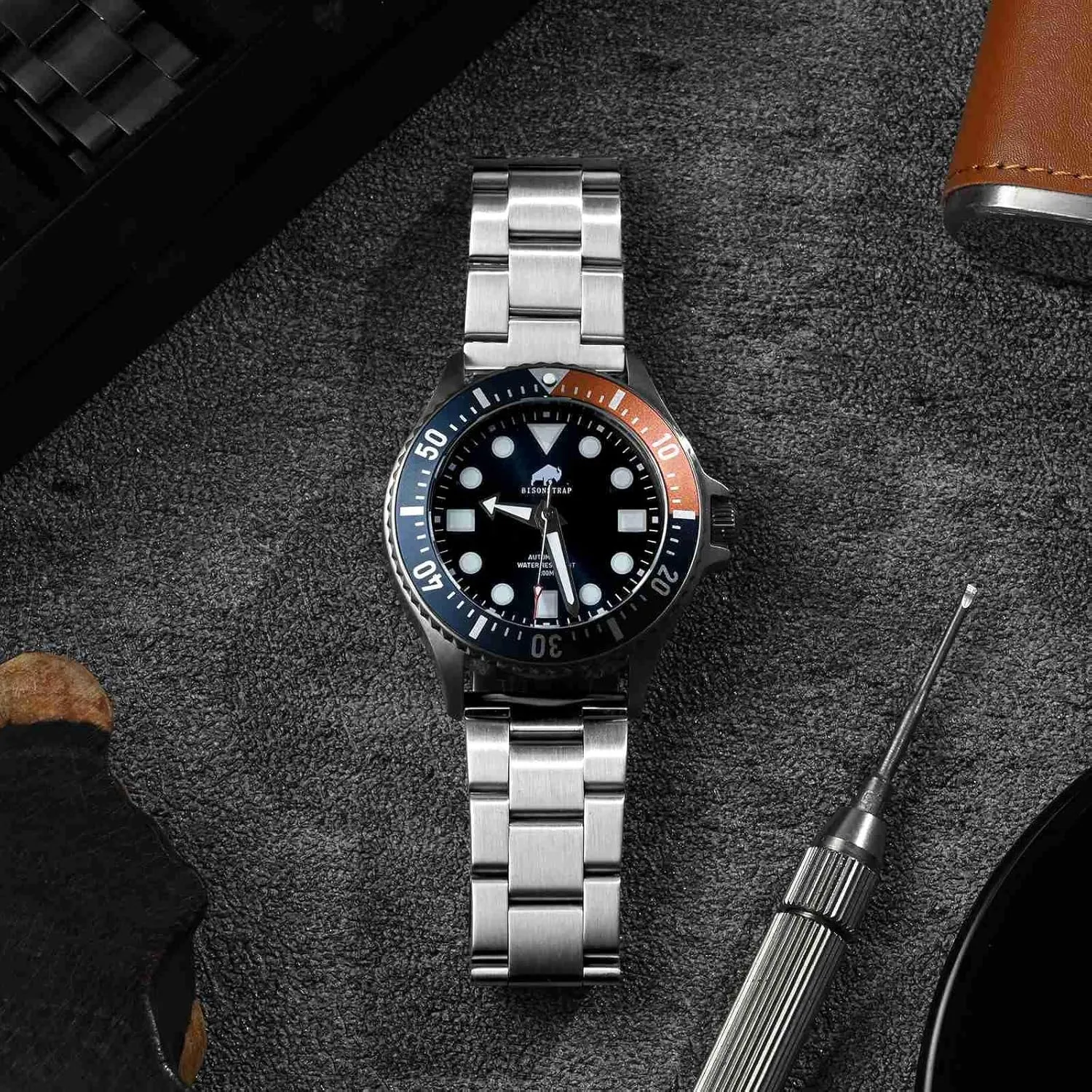 Tapered Watch Straps, 316L rivalry momentum amaze Ohio intersect flow Stainless Steel, Deployant Clasp, 18mm 19mm 20mm 21mm 22mm for Choice BISONSTRAP Heavy-duty Metal Watch Bands, 