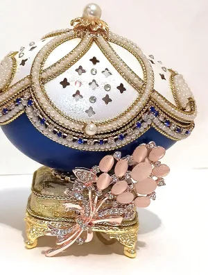 Teen Bracelet 24k GOLD HANDCARVE NATURAL Egg 500 HANDSET Pearl College Graduation Jewellery generically nursery Box for Teenage Girl HANDMADE Trinket Luxury FABERGE Egg Music Box present for her sister & matchin SAPPHIRE 