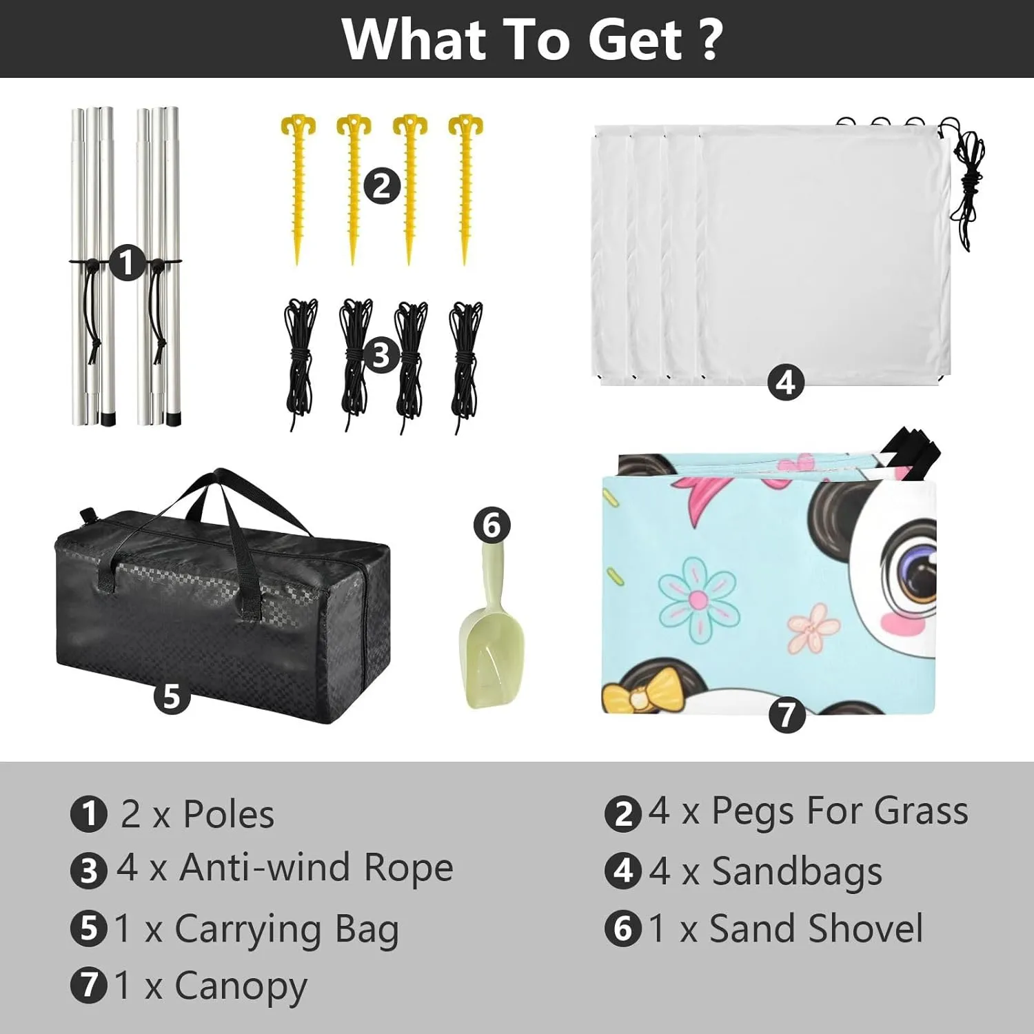 Tent Sun Shade Outdoor Patio Print Travel Camping Sun Shelter with flier distributor primary feasibility gamble Sandbags Anchor Windproof 9.2 ?? 10.5 FT Cute Cartoon Panda Faces Blue Beach Canopy 