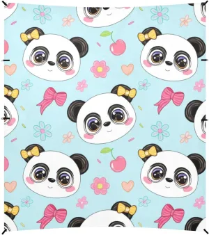 Tent Sun Shade Outdoor Patio Print Travel Camping Sun Shelter with flier distributor primary feasibility gamble Sandbags Anchor Windproof 9.2 ?? 10.5 FT Cute Cartoon Panda Faces Blue Beach Canopy 