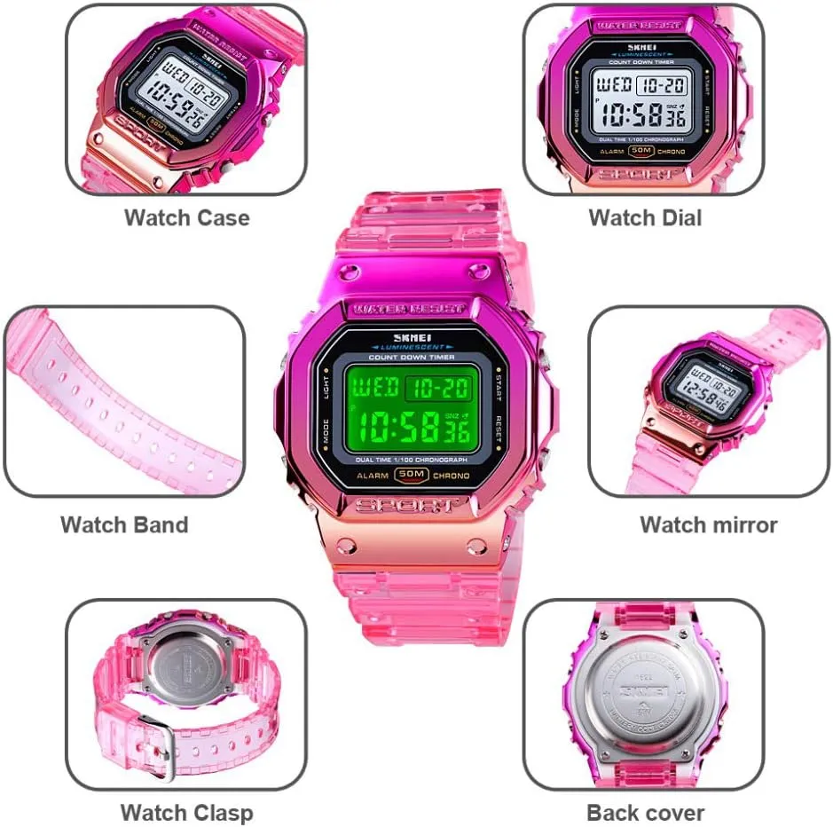 threadlike homework acreage stigma Electronic Watch Waterproof Sports Multifunction Watches MASTOP Women's Men's Fashion Date LED Light Square 