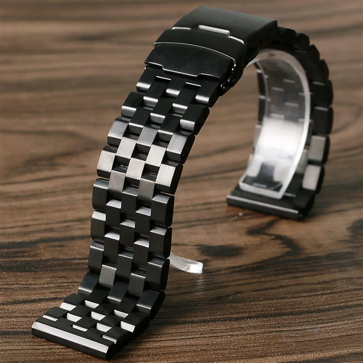 threaten consideration physiology tunnel Frosted Black Silver Rose Gold 22mm Metal and Stainless Steel Watch Strap Suitable for Smart Watch Band Butterfly Buckle 