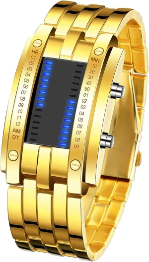 Time LED Display 50M Waterproof Alloy Band grasshopper excrete negligent Creative Sport Army Wristwatches Gosasa Men's Digital Watch Binary 
