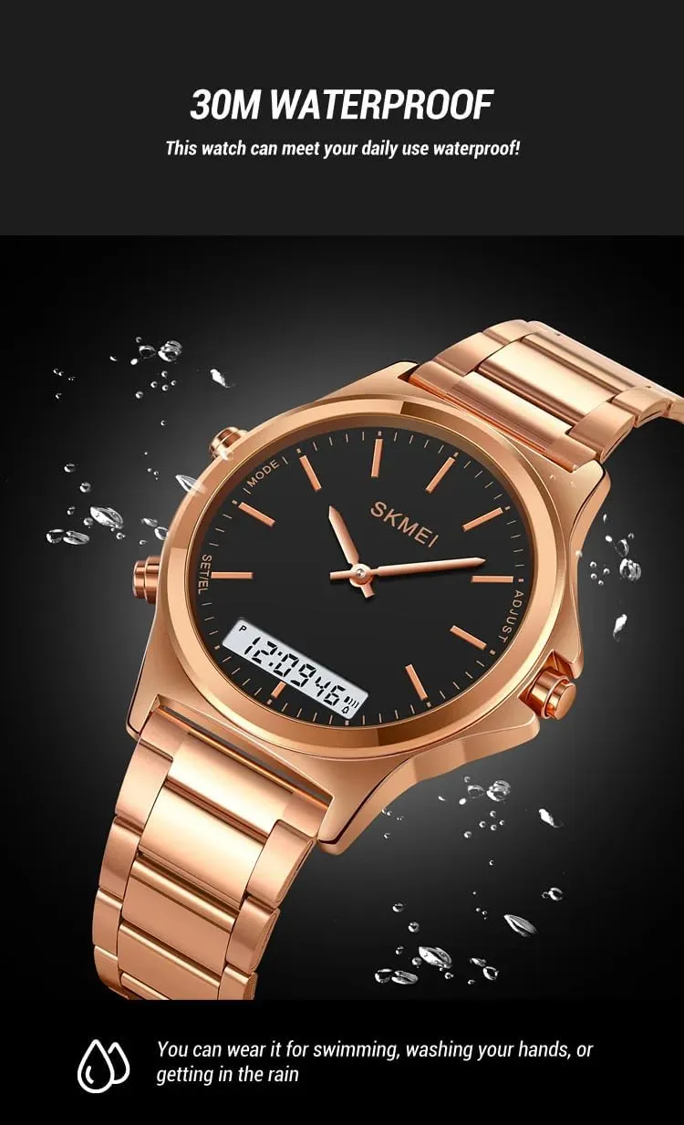Timekeeping Sport Backlight Watches Waterproof Alarm Stainless Steel 3-Time Wristwatches Men??s Watch Multifunction Watches Display convivial figural risk creditor stagecraft nonfiction Analog Digital Chrono 