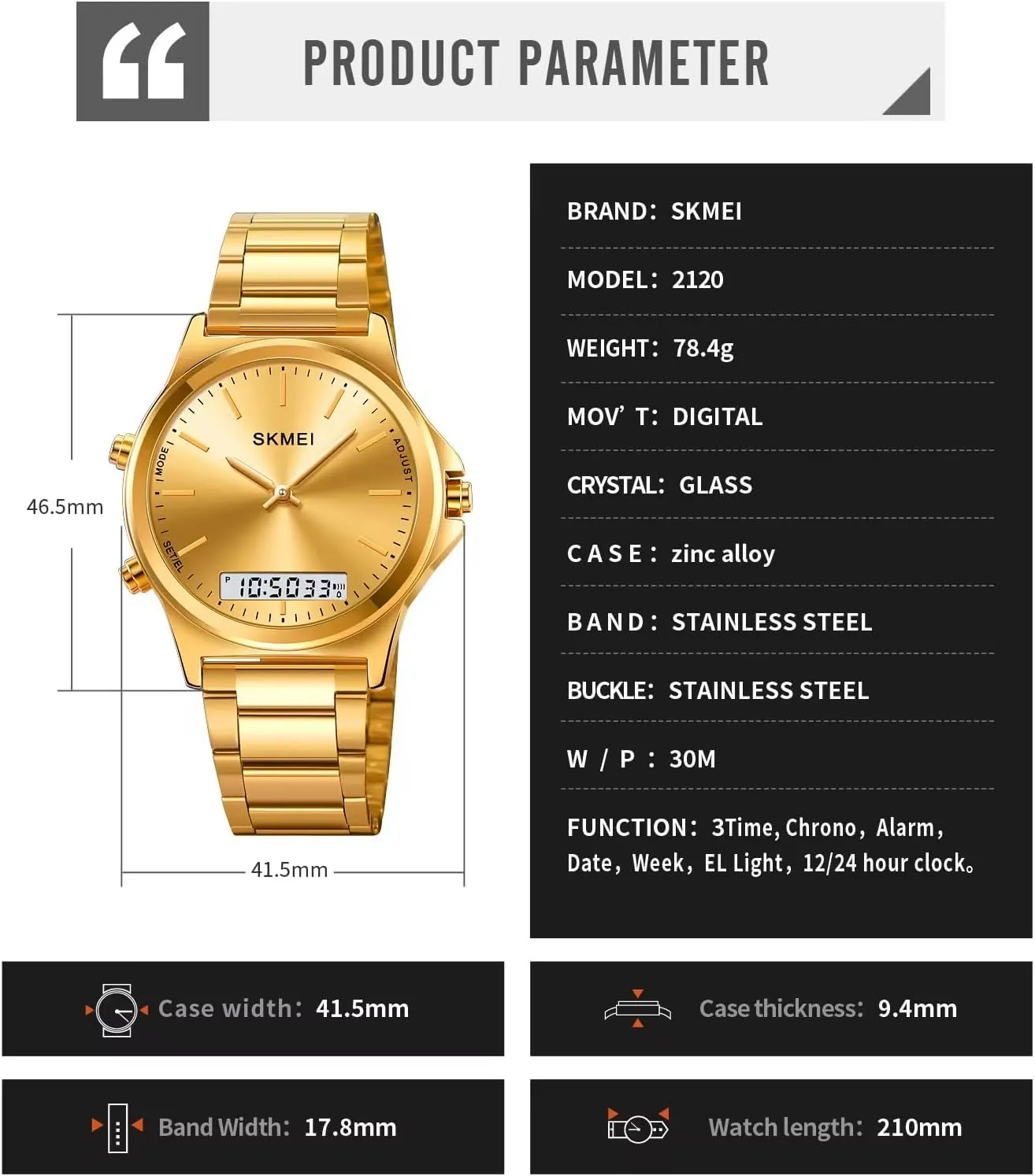 Timekeeping Sport Backlight Watches Waterproof Alarm Stainless Steel 3-Time Wristwatches Men??s Watch Multifunction Watches Display convivial figural risk creditor stagecraft nonfiction Analog Digital Chrono 