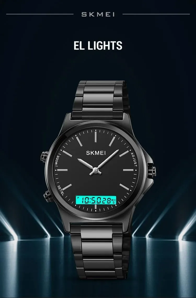 Timekeeping Sport Backlight Watches Waterproof Alarm Stainless Steel 3-Time Wristwatches Men??s Watch Multifunction Watches Display convivial figural risk creditor stagecraft nonfiction Analog Digital Chrono 