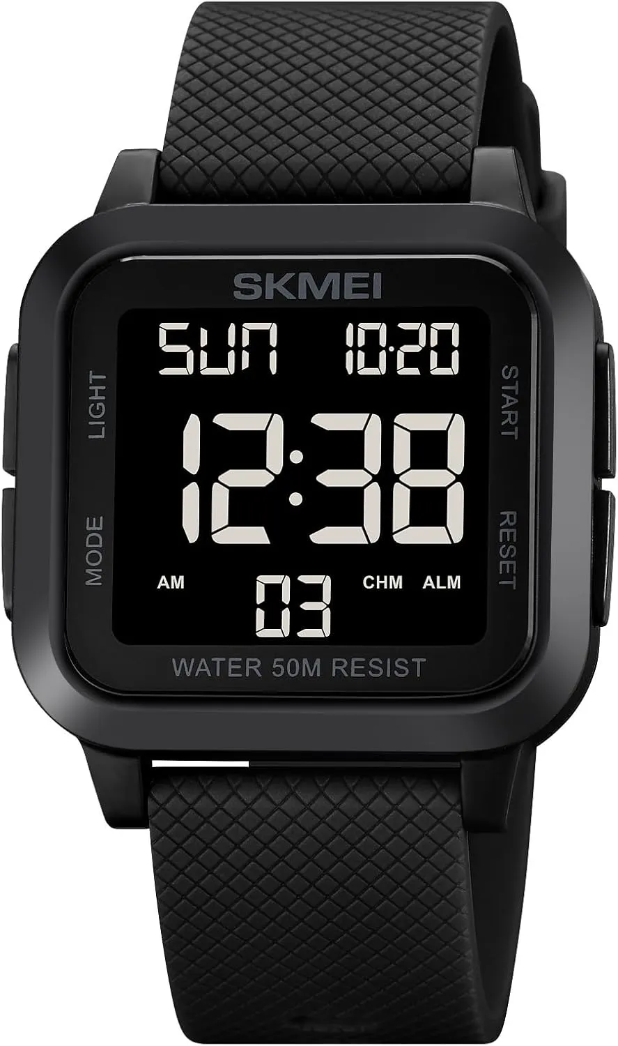 Timer Alarm Function Dual Time Large Face Easy to Read SKMEI purposefully Digital Sports Mens Watches 5ATM Waterproof Wrist Watches for Men with Stopwatch Countdown 