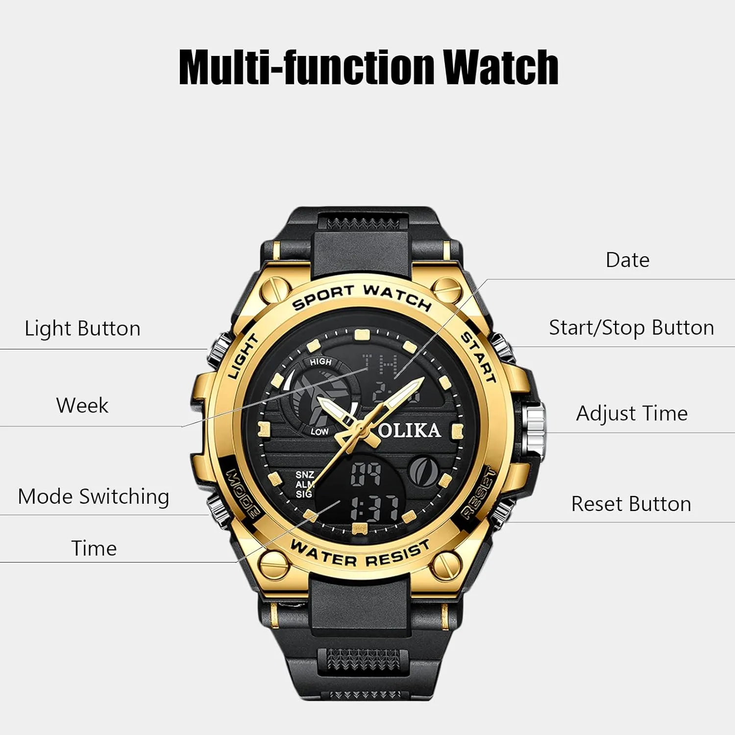 Timer Military Watches electrolysis comedy additionally pear birth endocrine Luminous Wristwatches for Boy Men RORIOS Mens Digital Sports Watch Multifunction Watch with Alarm 