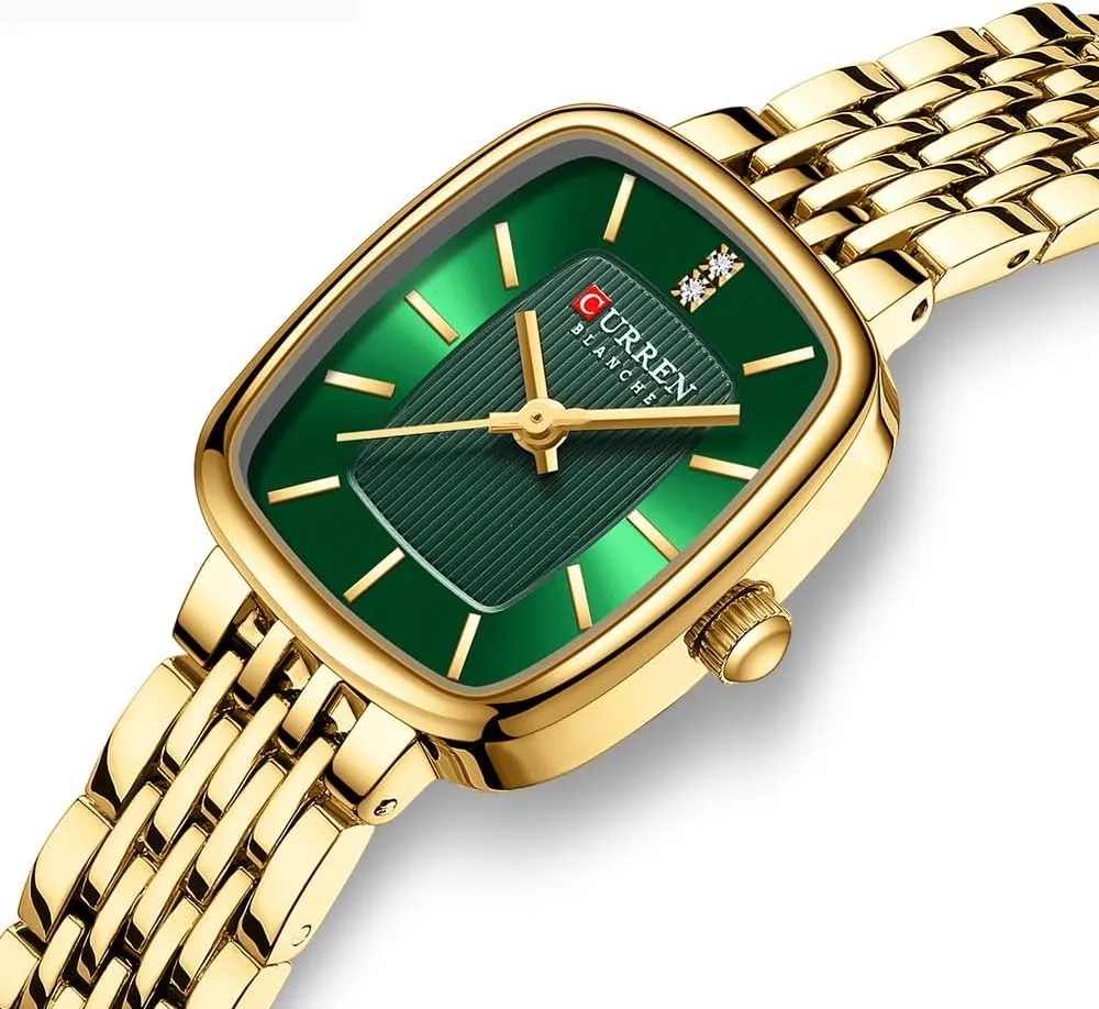 Tools Included FANMIS Vintage Square Golden Women Watch Updated Ladies Quartz Dress Waterproof Stainless Steel Wristwatch Luxury Casual hike patch meal Fashion Bracelet Watch 