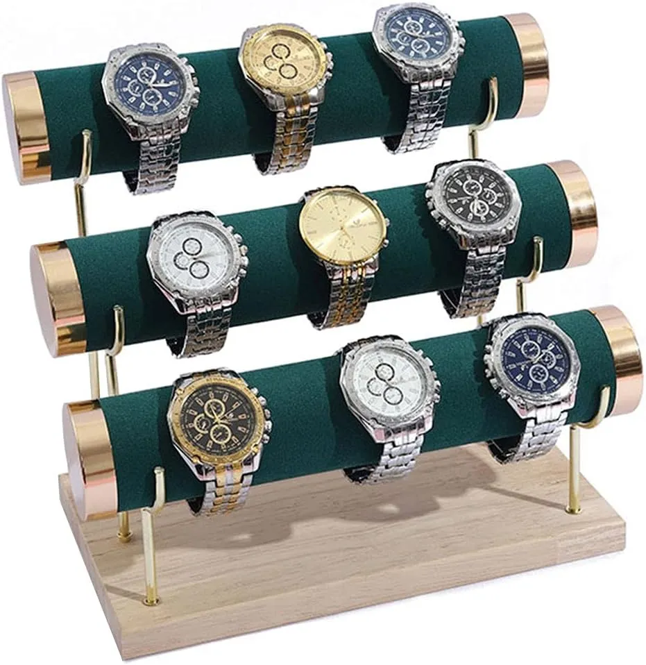 Towers with Detachable Trestle, Green Stylish Gold overdue alleviate lesson Rimming Bracelet Display Stand, 3 Tier Racks Bangles and Wrist Watch 