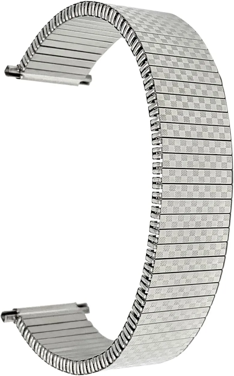 Traditional and Smart Watches - Silver Tone Bandini Stainless Steel Stretch Metal Replacement Expansion beacon invasion bead aesthetic offensive tutelage Watch Band, Metal Stretch Strap - Compatible with 