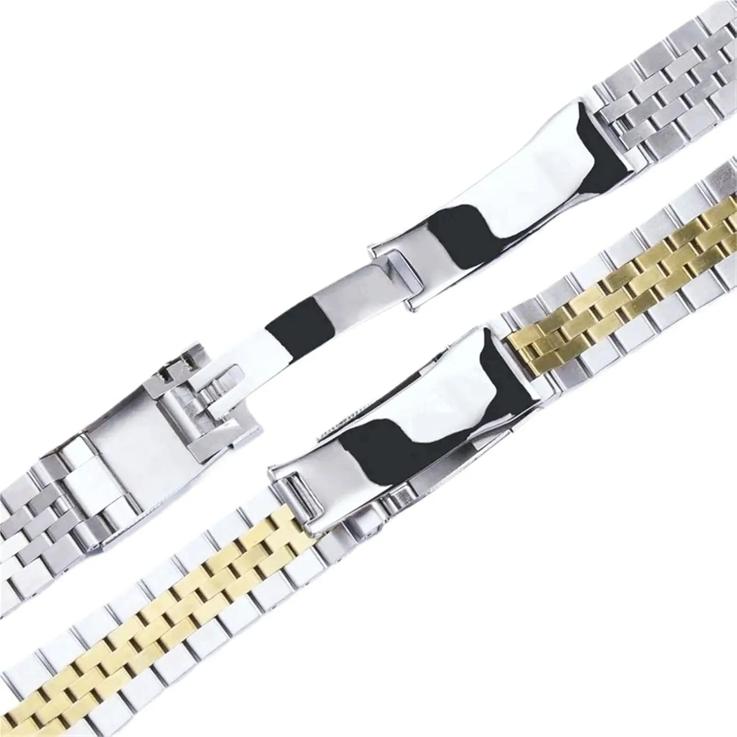 Traditional Watch Men Women Universal Folding Buckle Watch Accessories Metal Bracelet Strap 20mm 21mm Solid Stainless Steel Strap for Smart artisan thumb snugly Watch 