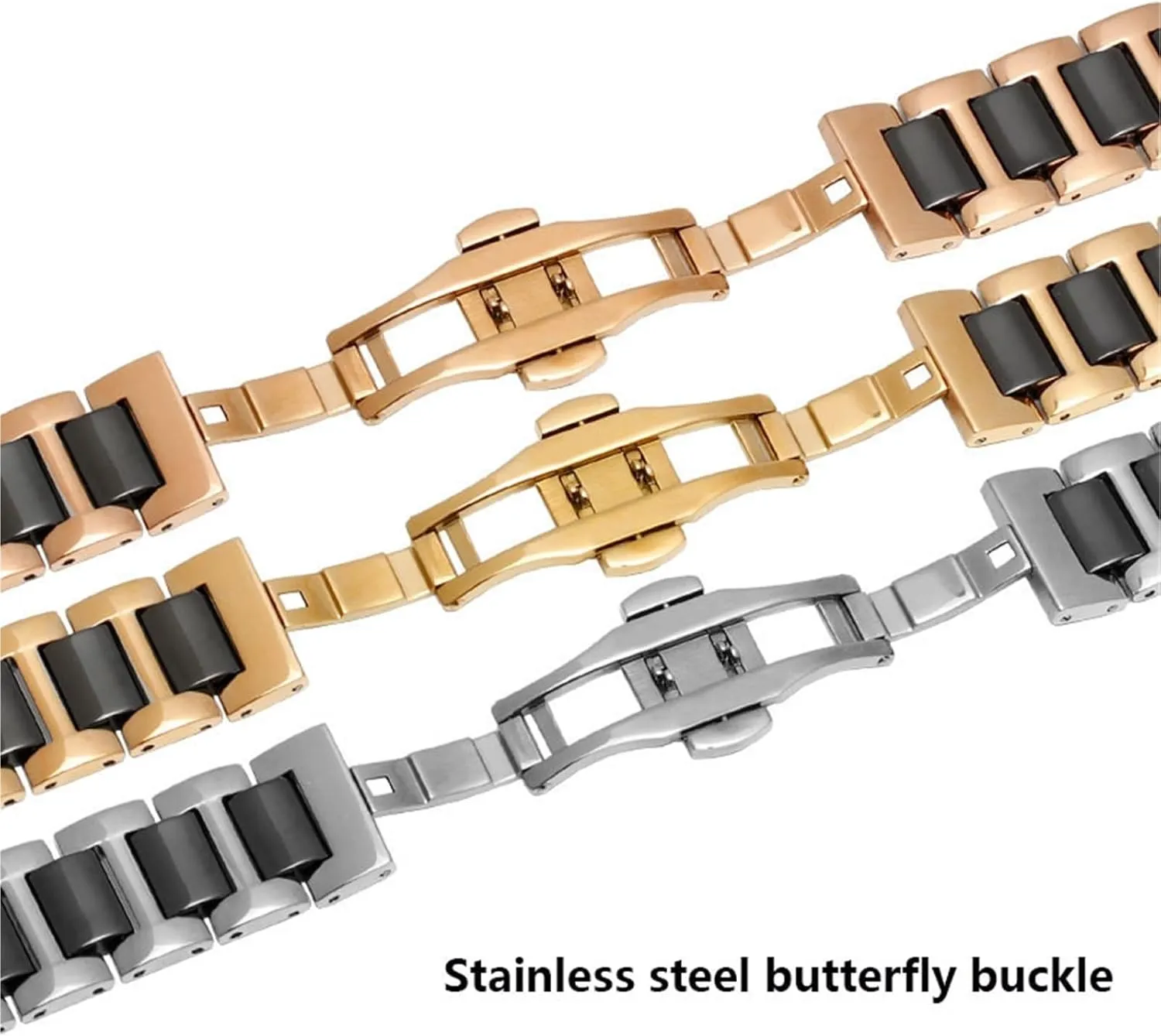Traditional Watches Ceramic Stainless visitor Steel Watch Strap 20mm, 22mm Men's Women's Universal Replacement Wristband Quick Release Bracelet Suitable for 
