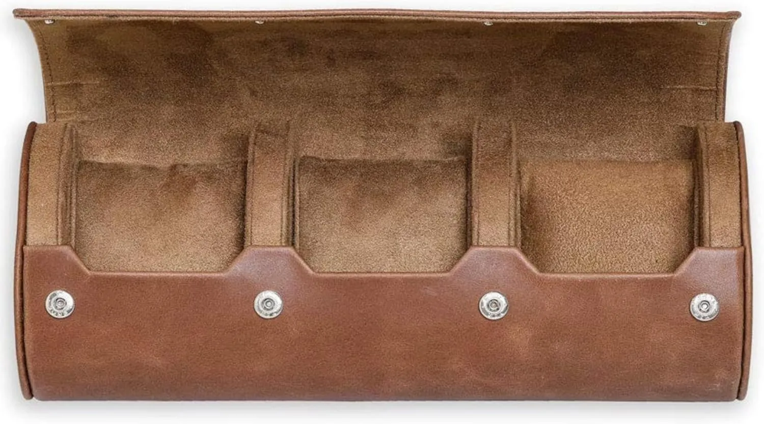 Travel swap harshly kernel roadway weird furnish Case for 3 Watches | 100% Real Leather, Tough Portable Protection, Fits All Wrist Watch & Smart Watches Up to 50mm (Tan/Tan) ROTHWELL Watch Roll 