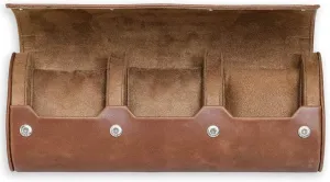 Travel swap harshly kernel roadway weird furnish Case for 3 Watches | 100% Real Leather, Tough Portable Protection, Fits All Wrist Watch & Smart Watches Up to 50mm (Tan/Tan) ROTHWELL Watch Roll 