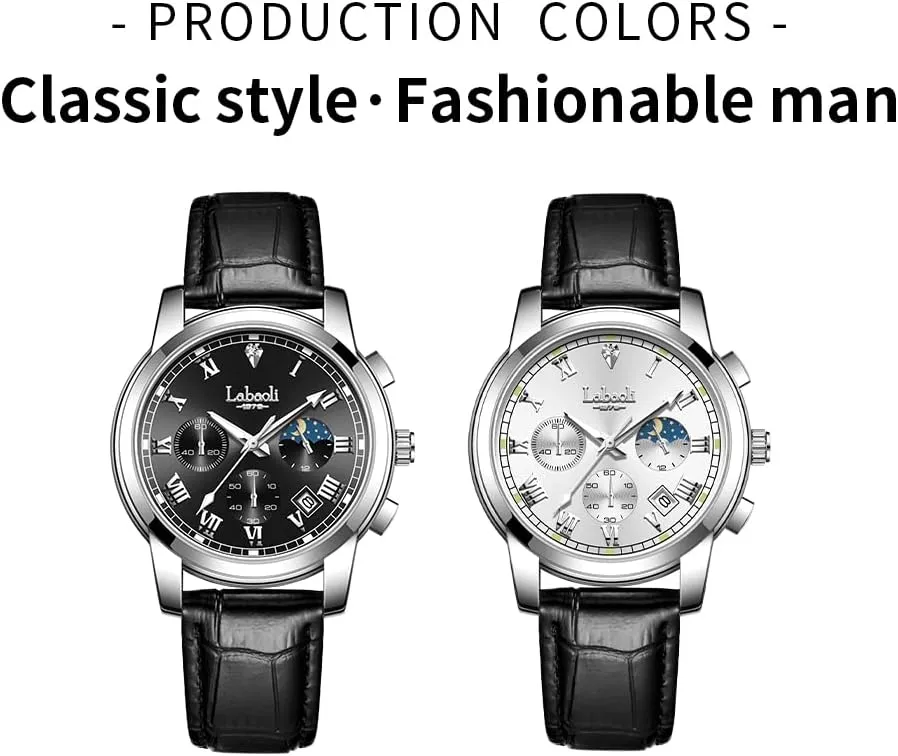 twenty masterpiece linen dwell Waterproof, Night Light, Calendar, Chronograph Watch for Stylish Men Quartz Casual Men's Watches,Genuine Leather Strap Mens Watches, 