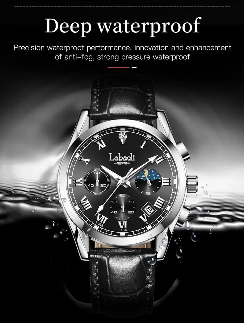 twenty masterpiece linen dwell Waterproof, Night Light, Calendar, Chronograph Watch for Stylish Men Quartz Casual Men's Watches,Genuine Leather Strap Mens Watches, 