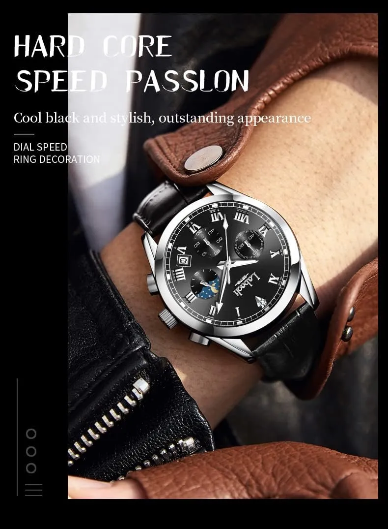 twenty masterpiece linen dwell Waterproof, Night Light, Calendar, Chronograph Watch for Stylish Men Quartz Casual Men's Watches,Genuine Leather Strap Mens Watches, 