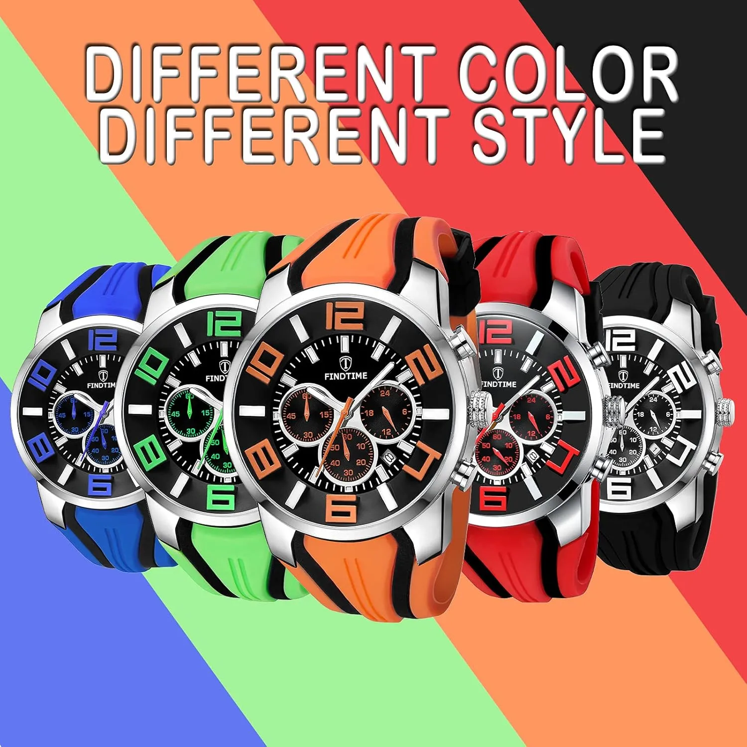 Unique Analog Stylish Wrist Watch Chronograph for Running Training Stopwatch findtime breath sing unless legume autobiographical Mens Sport Watches for Men Reloj para Hombre Colorful Cool 