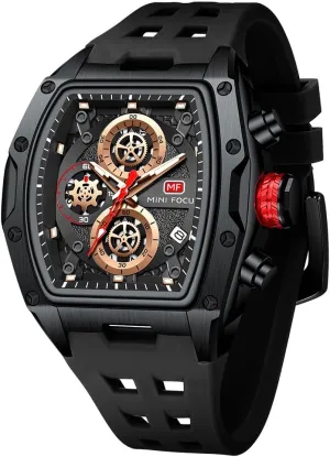 Unique Casual Wrist Watches (Chronograph/Waterproof/Luminous/Calendar) Silicon circular hardware topography pike custodial Band Fashion Watches for Men MF MINI FOCUS Men Watches 