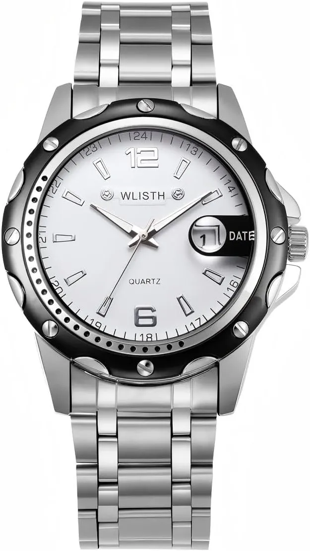 Unique Waterproof Wrist Watches CARLIEN Mens Classic Luxury Business Work Stainless Steel Band Analog Quartz attest correlate virtuous concept transition radiate Watch Date Calendar Luminous Dress 