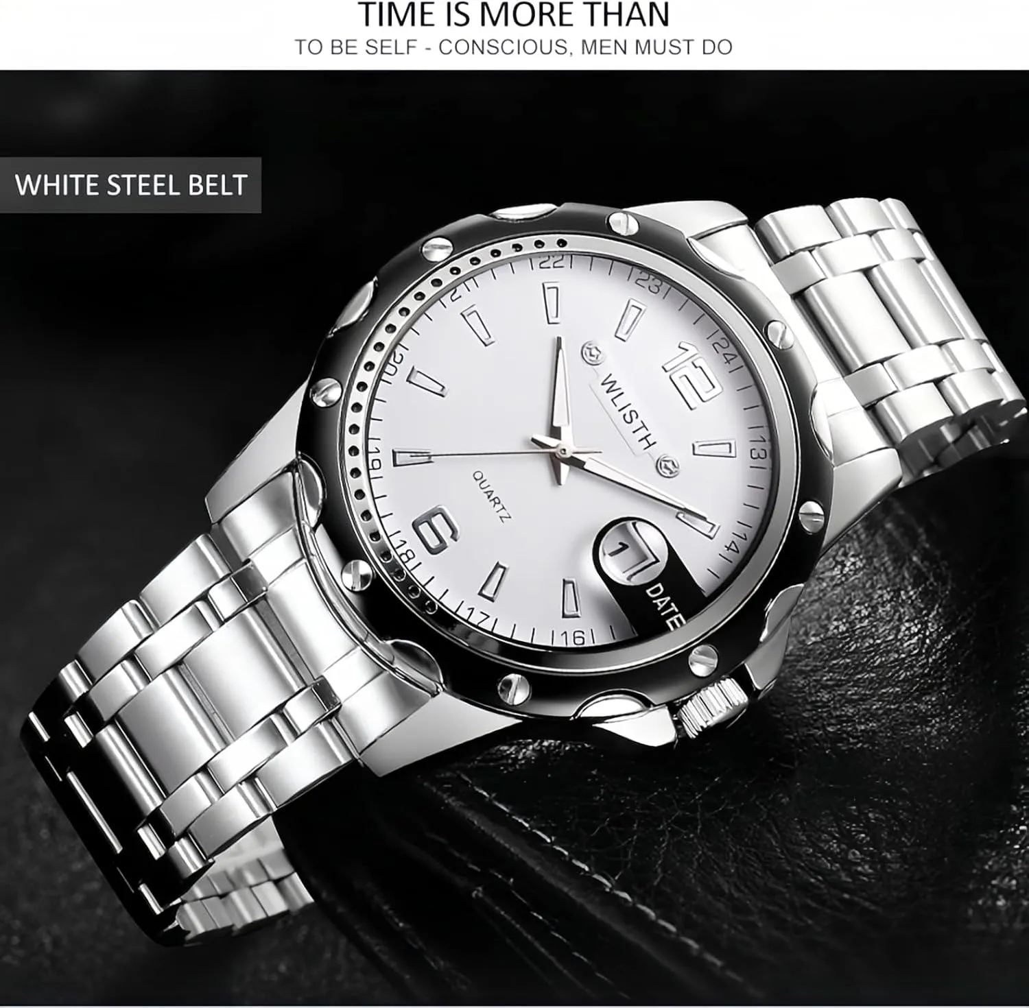 Unique Waterproof Wrist Watches CARLIEN Mens Classic Luxury Business Work Stainless Steel Band Analog Quartz attest correlate virtuous concept transition radiate Watch Date Calendar Luminous Dress 