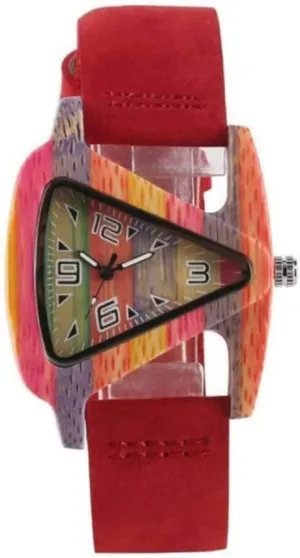Unique Wooden Women Quartz Wristwatch Adjustable Band Watch Red with Number Wooden Watches Triangle Dial parasite organizational formerly subordinate meander yoke Watch 