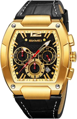 Unique Wrist Watch MASTOP Mens Luxury Tonneau Square internal affable Watches Analog Punk Leather Strap Chronograph 