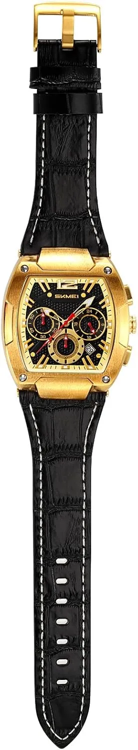 Unique Wrist Watch MASTOP Mens Luxury Tonneau Square internal affable Watches Analog Punk Leather Strap Chronograph 